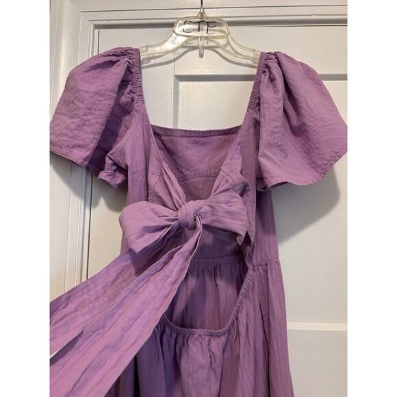 Miss Selfridge Lavender Purple Layered Ruffle Maxi Dress Size 4 Open Tie Back - Picture 5 of 6